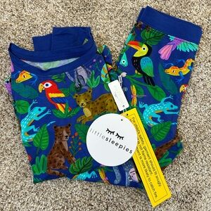 🐒 Little Sleepies “Treetop Tails” Two-Piece Pajama Set – 3T – NWT 🦜